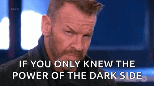 a man with a beard is talking about the power of the dark side