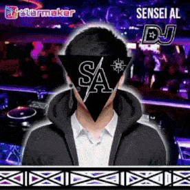 a man with a triangle on his face and the words sensei al dj