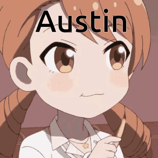 a cartoon girl with the name austin on it