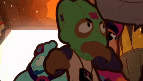 a cartoon character wearing a mask and a name tag that says ' a ' on it