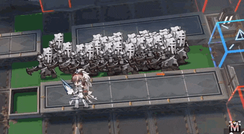 a group of soldiers are standing in a row on a chess board in a video game .