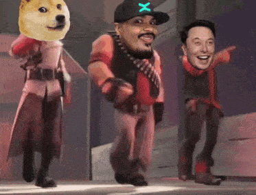 a cartoon of a man with a doge on his head and elon musk
