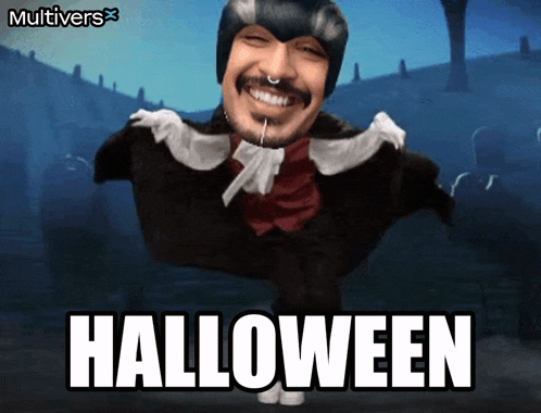 a picture of a man in a vampire costume and the word halloween