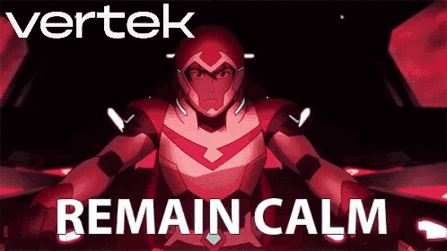 a poster that says vertek remain calm with a cartoon character