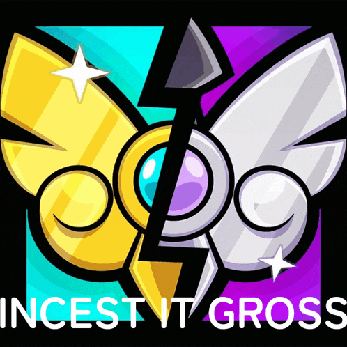a logo for incest it gross has a yellow and purple butterfly on it