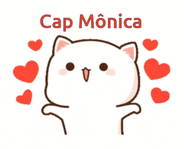 a cartoon cat surrounded by red hearts with the name cap monica