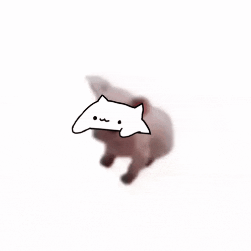 a drawing of a rabbit with a cat face on it 's head