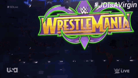 a sign that says wrestlemania is lit up
