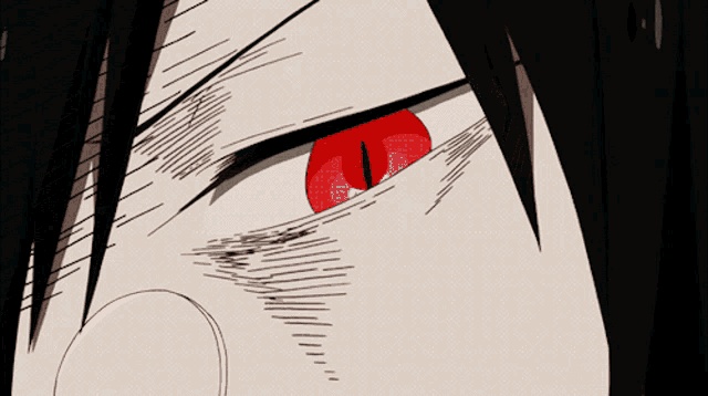 a close up of a person with red eyes