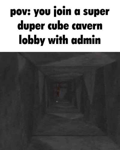 a horse in a cave with the words " you join a super duper cube cavern lobby with admin " below it