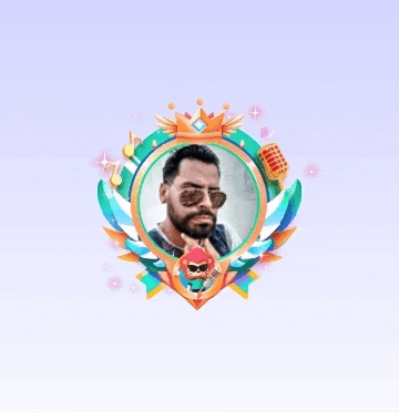 a picture of a man with a beard is in a colorful frame
