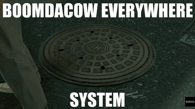 a manhole cover with the words boomdacow everywhere system above it