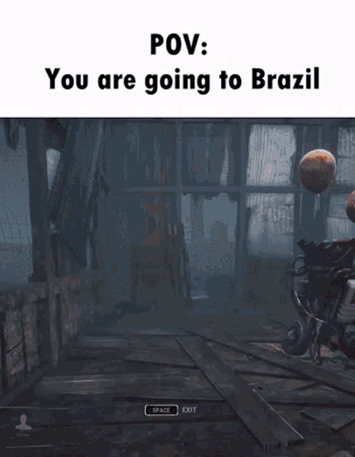 a screenshot of a video game that says pov : you are going to brazil .