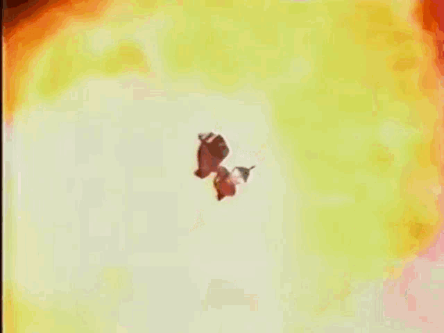 a cartoon character is flying through the air with a fist up