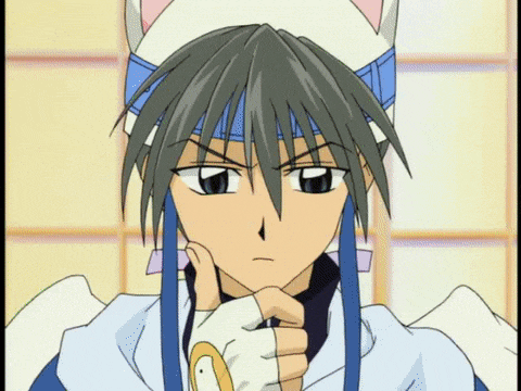 a cartoon character has a cat ear hat on