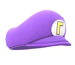 a purple hat with a yellow letter g on the front