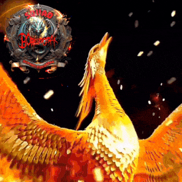 a painting of a phoenix with a logo that says ' samurai ' on it
