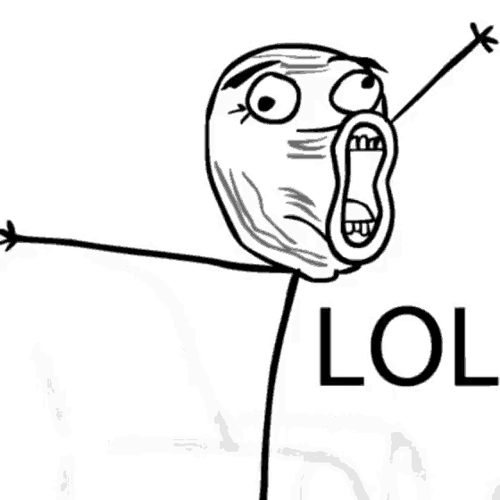 a black and white drawing of a stick figure with the word lol written below it