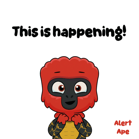 a yellow background with a cartoon character and the words " this is happening "