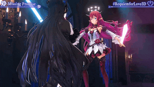 a video game called requiem for love 3d shows two girls fighting each other