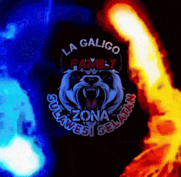 a logo for la galigo family is surrounded by flames