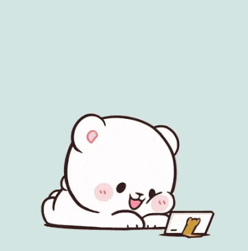 a cartoon drawing of a teddy bear taking a selfie