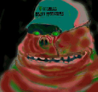 a drawing of a pig wearing a gorillac deaf industries hat