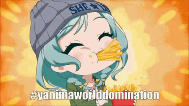 a girl with a beanie that says she on it