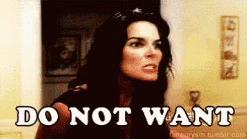a woman says " do not want " in front of her face