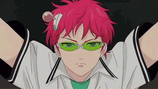 a cartoon character with red hair and green glasses is wearing a white shirt and green tie .