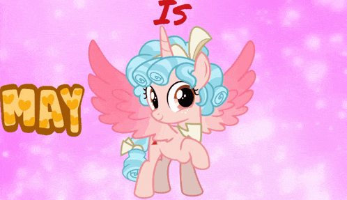 a cartoon pony with wings and the words may here