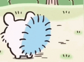 a cartoon drawing of a hedgehog with a blue spot on its back .
