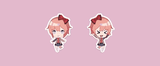 a couple of stickers of a girl with a bow on her hair .