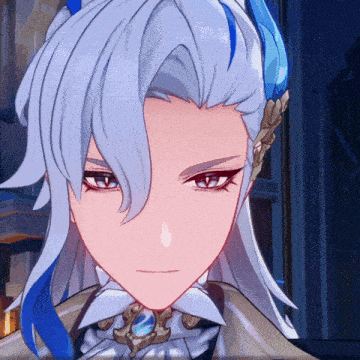 a close up of a person 's face with white hair and blue ears