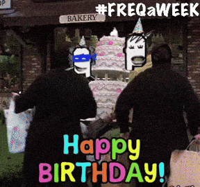 a sign that says happy birthday in front of a cake