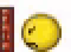 a close up of a yellow smiley face on a white background