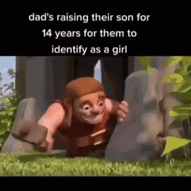a cartoon character is crawling out of a hole in the ground .