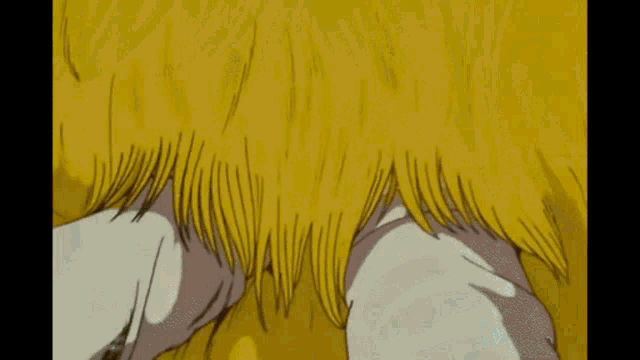 a close up of a cartoon character 's hair