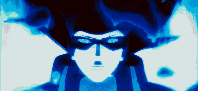 a close up of a person 's face with a hypnotic look on their face