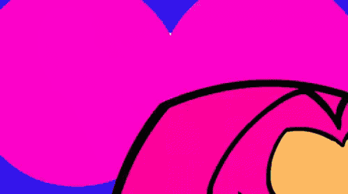 a cartoon girl with pink hair is holding a green lightning bolt