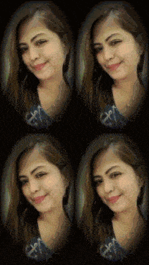 a woman 's face is shown in four different positions