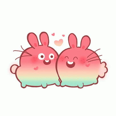 Bunny Rainbow Couple GIF - Bunny Rainbow Couple Kiss GIFs