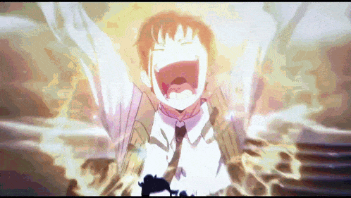 a boy with his mouth open is surrounded by flames