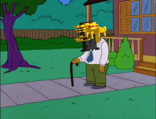 a cartoon of a man with a cane and a football in the background