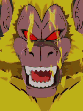 a close up of a cartoon character 's face with a yellow background