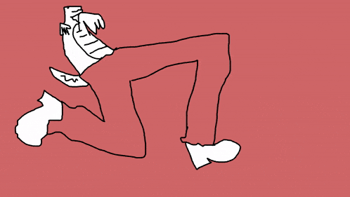 a drawing of a person with red pants and a white shirt