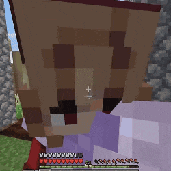 a close up of a dog 's face in a video game called minecraft