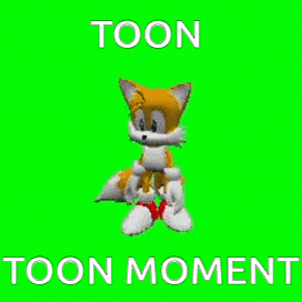 a picture of tails from sonic the hedgehog on a green screen .