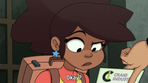 a girl in a cartoon is holding a craig indust sign