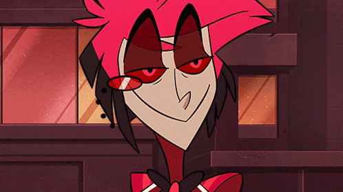 a cartoon character with red hair and glasses is smiling